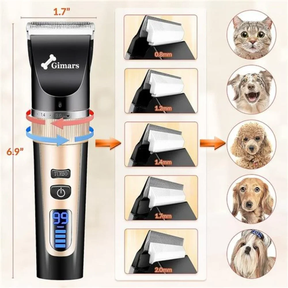 2in1 Cordless 3-Speed Dog Clippers with Small Paw Trimmer Blade, Low Noise Quiet